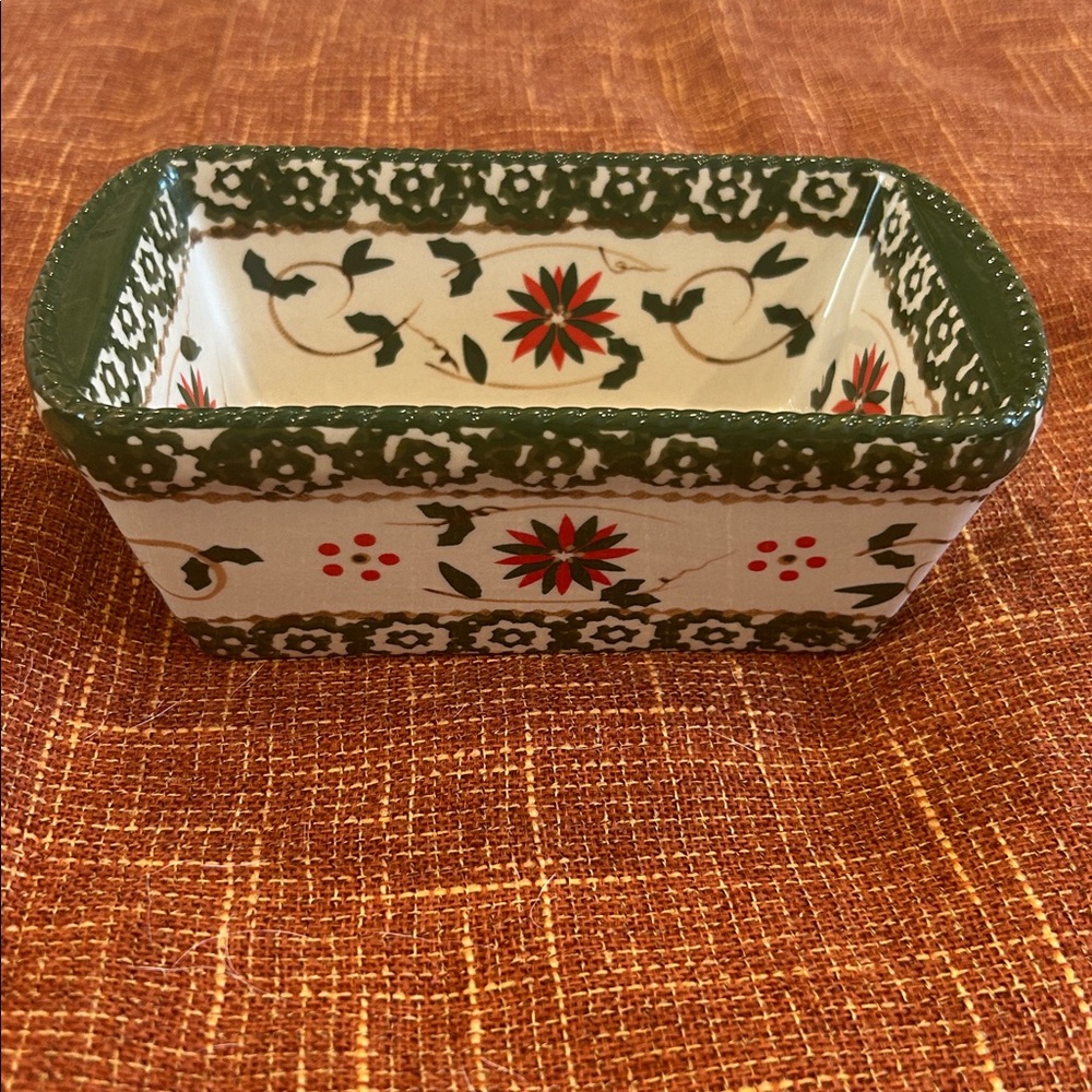 Temptations Ceramic Old World Holiday Floral 12 Oz Mini Loaf Pan Dish